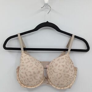 Victoria's Secret Bra Women's 34DD Beige Animal Print Lined Demi